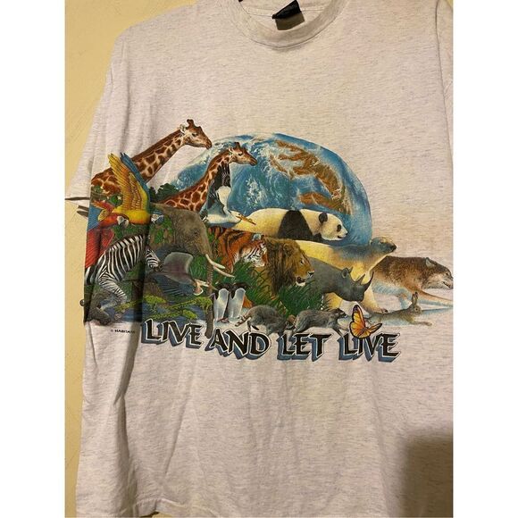 Animal Tee X Vintage Live and Let Live Wildlife Animals Earth shirt Habitat XCIl - Picture 5 of 15